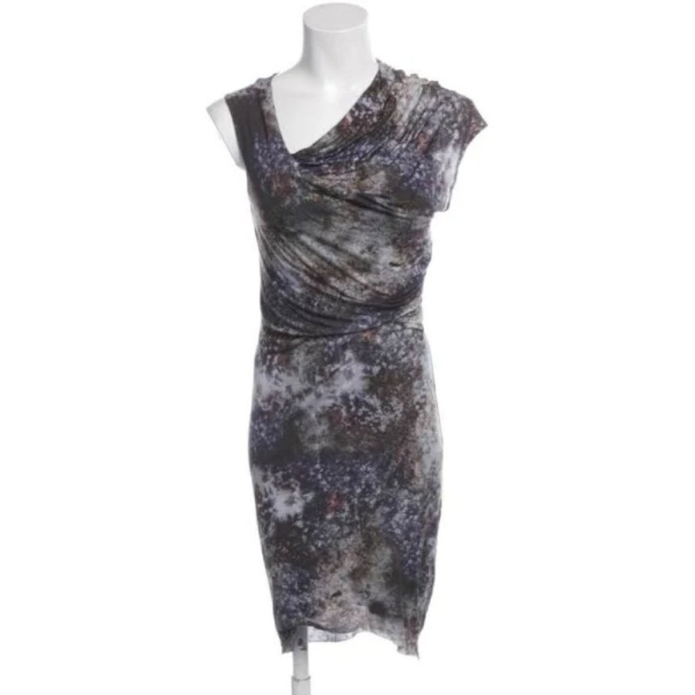 Helmut Lang sheath dress watercolor blue brown SP
